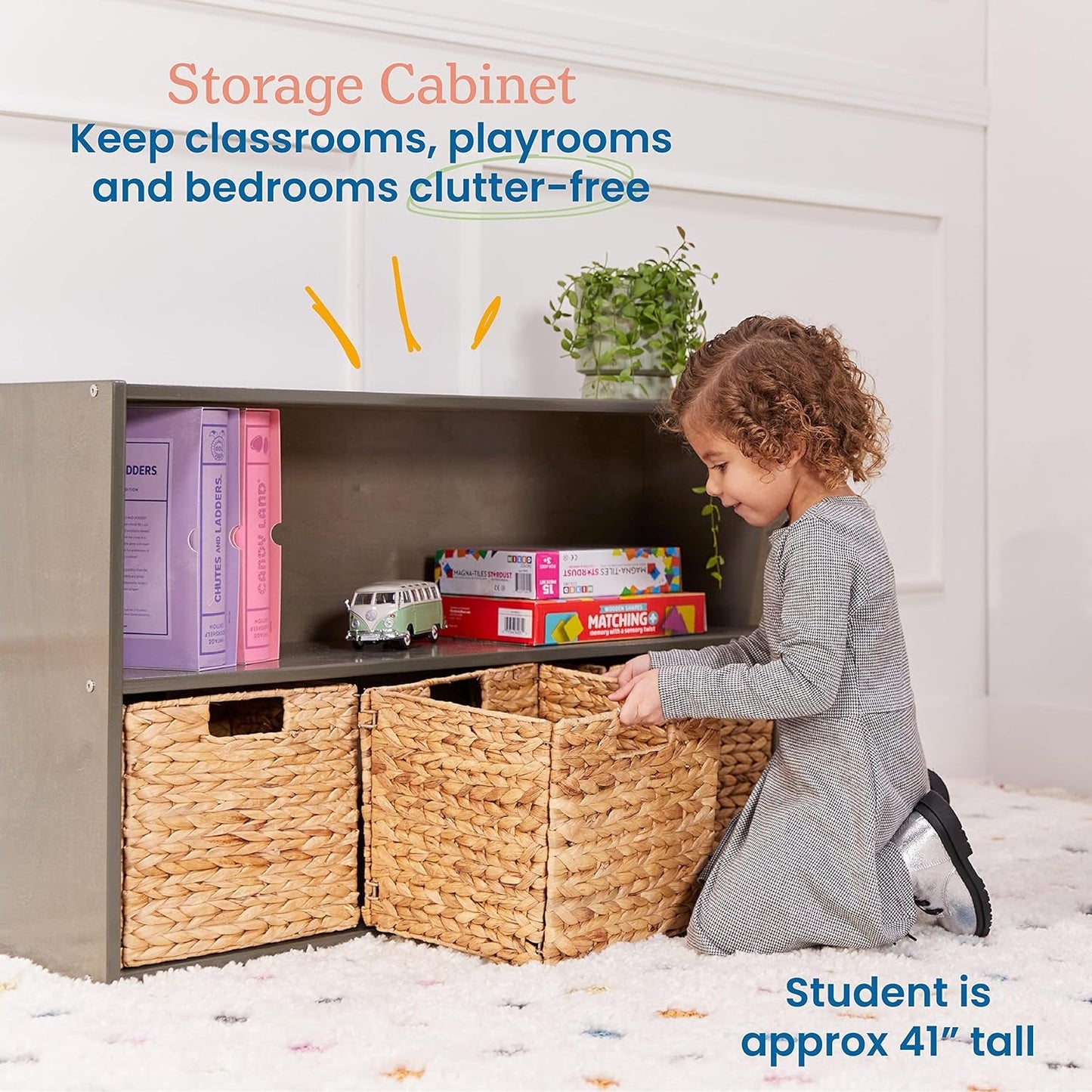 Streamline 2-Shelf Storage Cabinet, 24In, Kid'S Bookshelf, Grey Wash