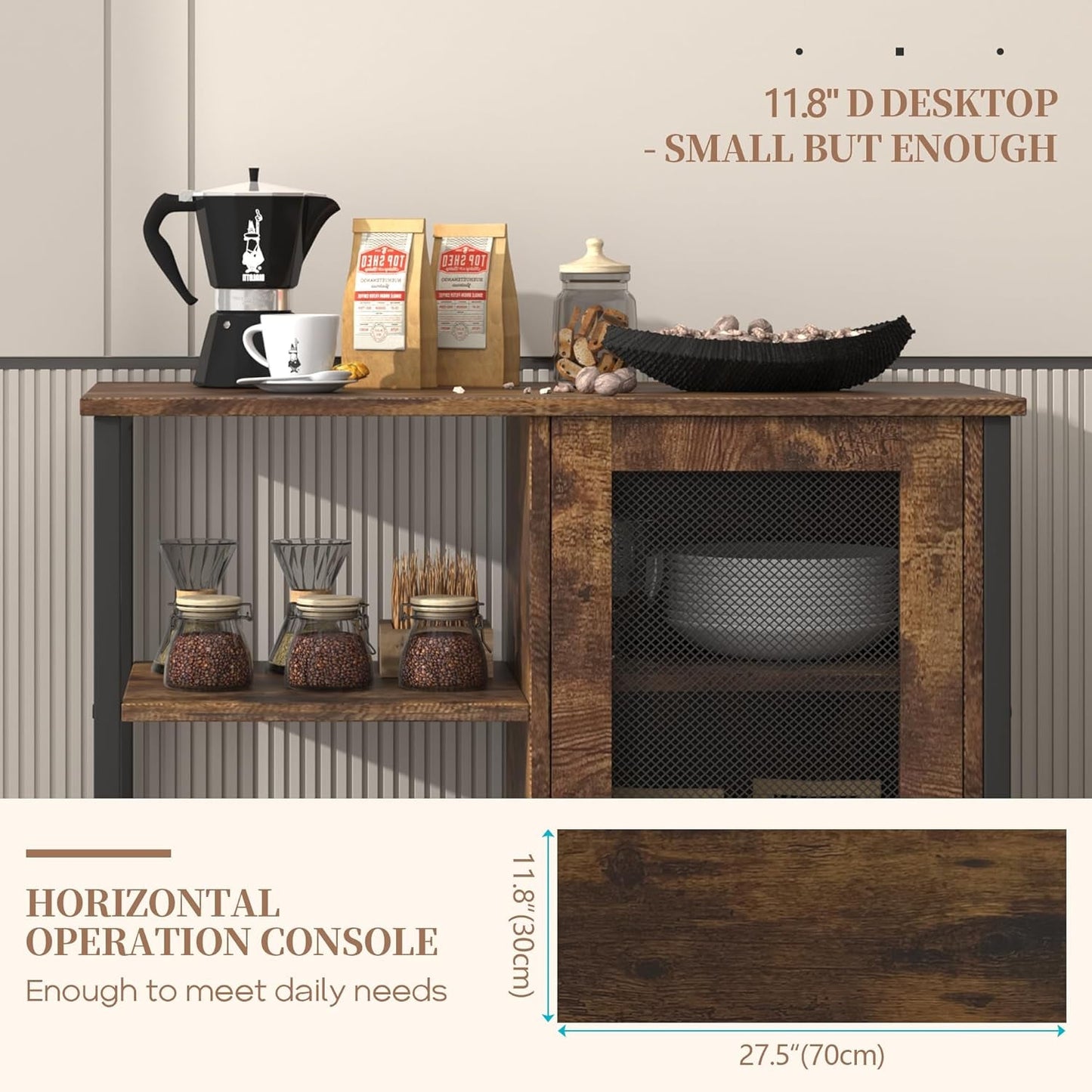 Mini Coffee Bar Cabinet Small Kitchen Buffet Farmhouse