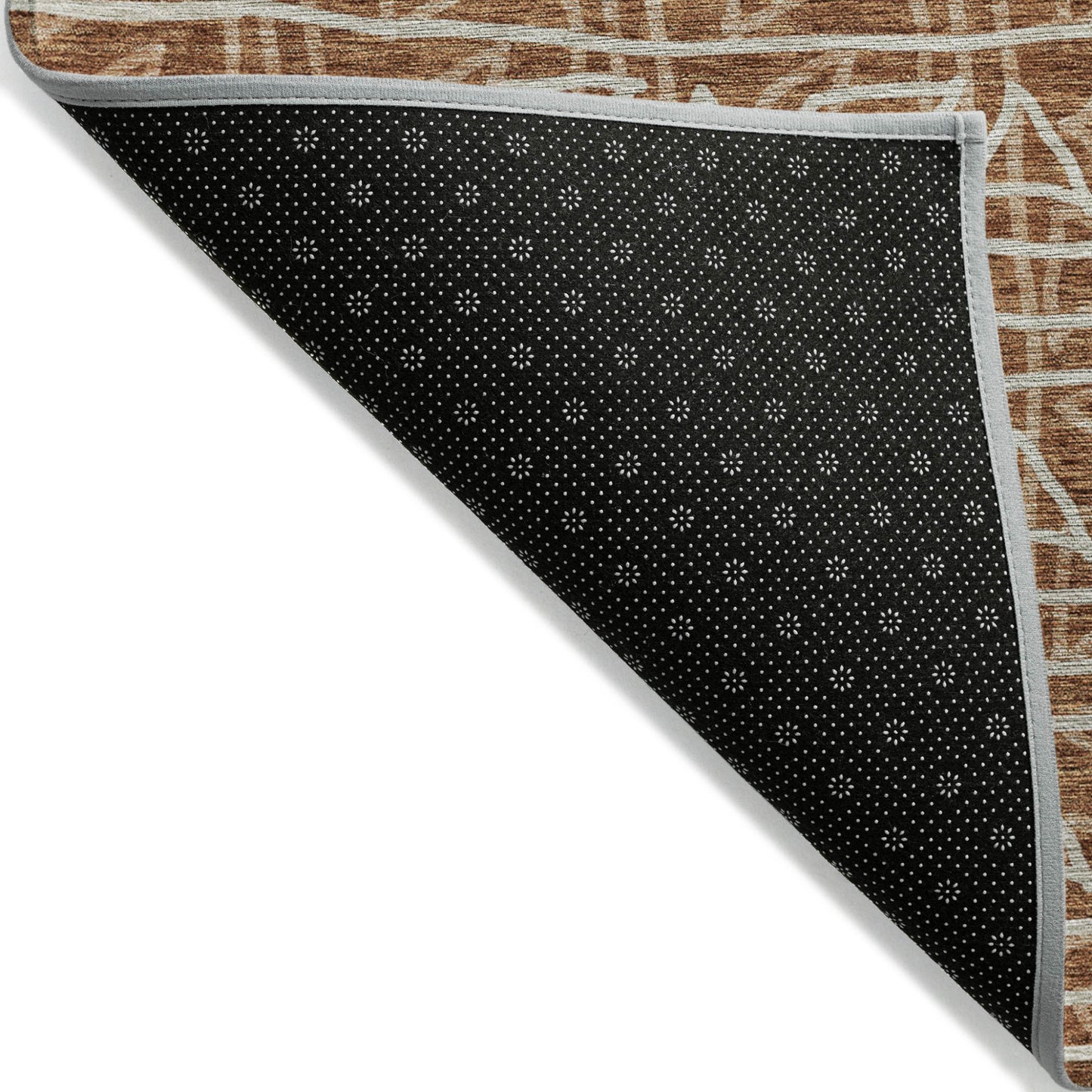 10' X 14' Terra Cotta Copper And Beige Geometric Washable Indoor Outdoor Area Rug