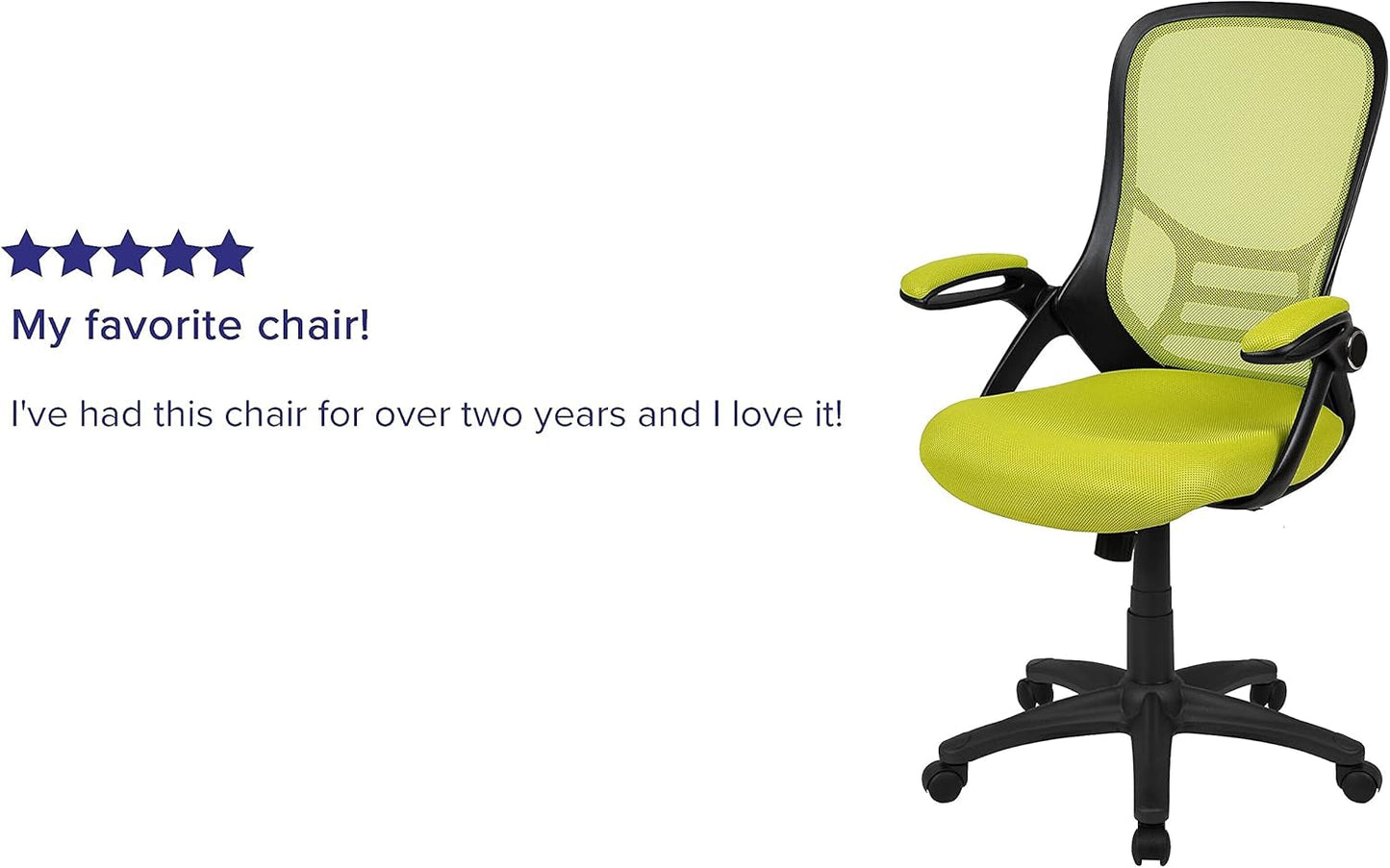 Porter Mesh High Back Ergonomic Swivel Office Chair with Lumbar Support, Flip-Up Arms, Tilt Lock/Tilt Tension, Height Adjustable, Black/Green Frame